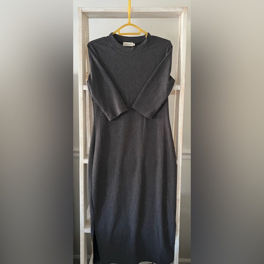 Roolee Gray Midi Dress with Slit (size S)